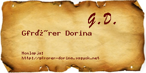 Gfrörer Dorina névjegykártya